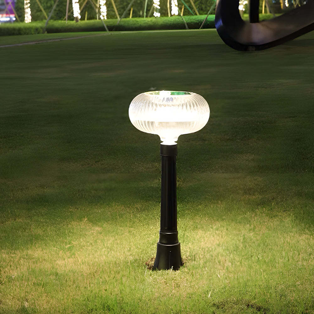 Modern Solar Lawn Light Metal Cylinder Oval  Shade LED Outdoor Bollard Light-Lighom