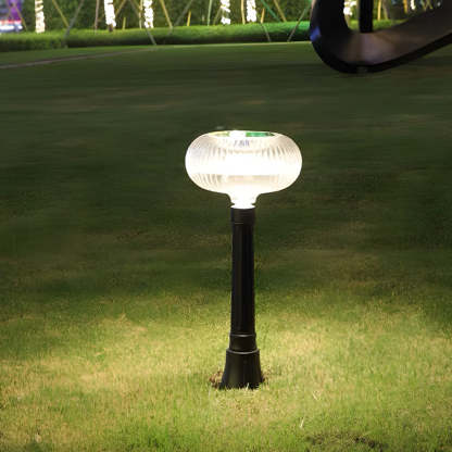 Modern Solar Lawn Light Metal Cylinder Oval  Shade LED Outdoor Bollard Light-Lighom