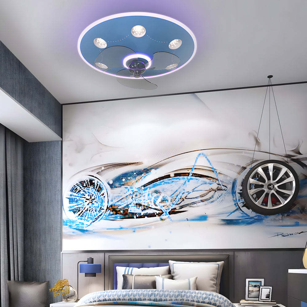 Round Acrylic 3-Step Dimming Modern Fan