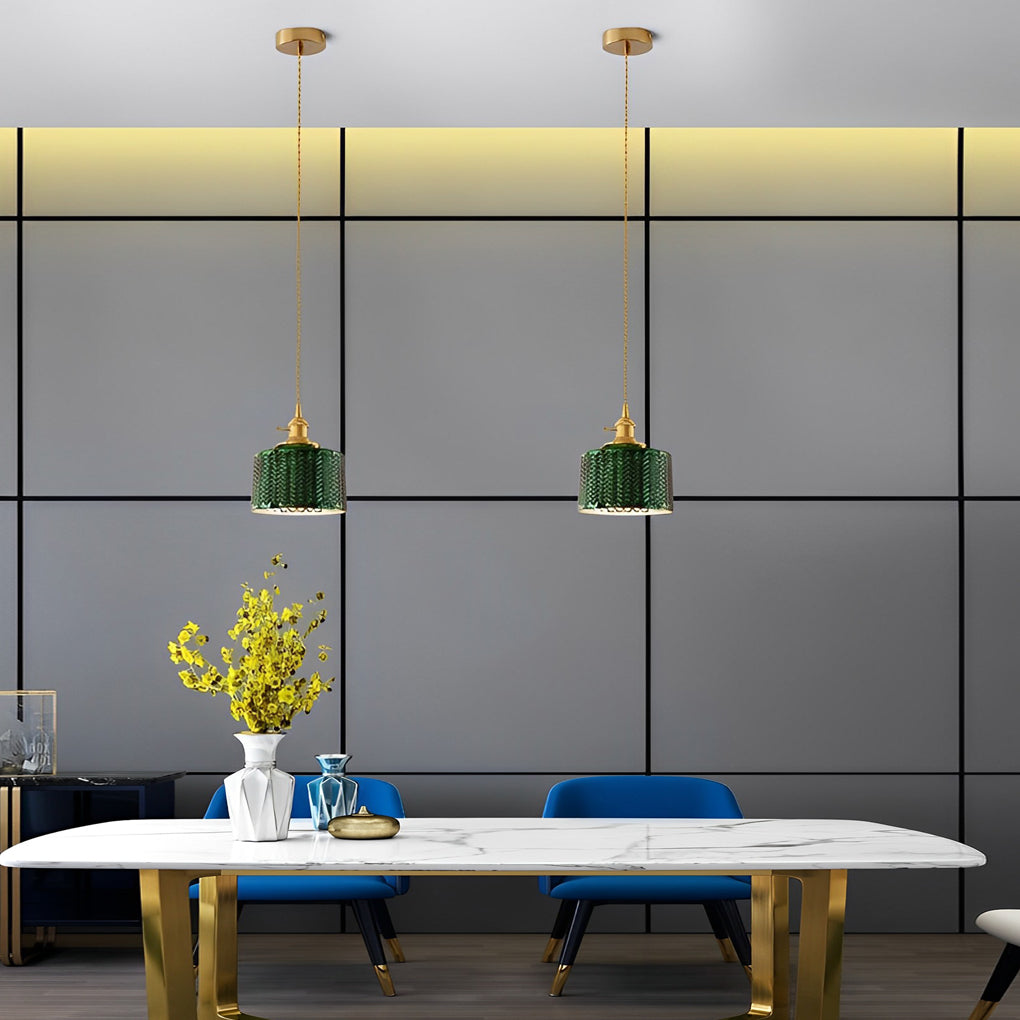 LED Copper Glass Green Retro Nordic Pendant