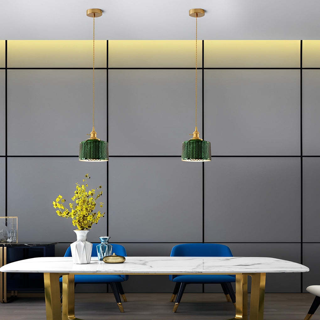 LED Copper Glass Green Retro Nordic Pendant
