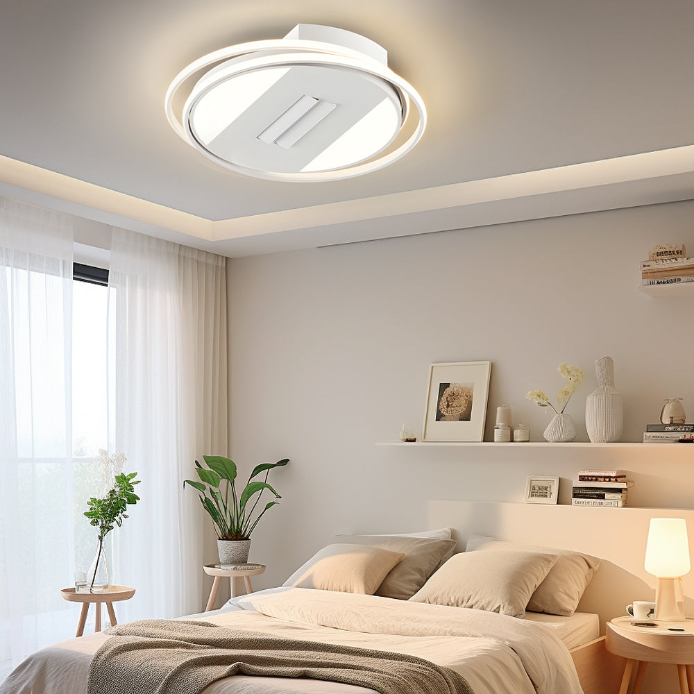 Square Round Stepless Dimming LED Mute White Modern Bladeless Ceiling Fans-Lighom