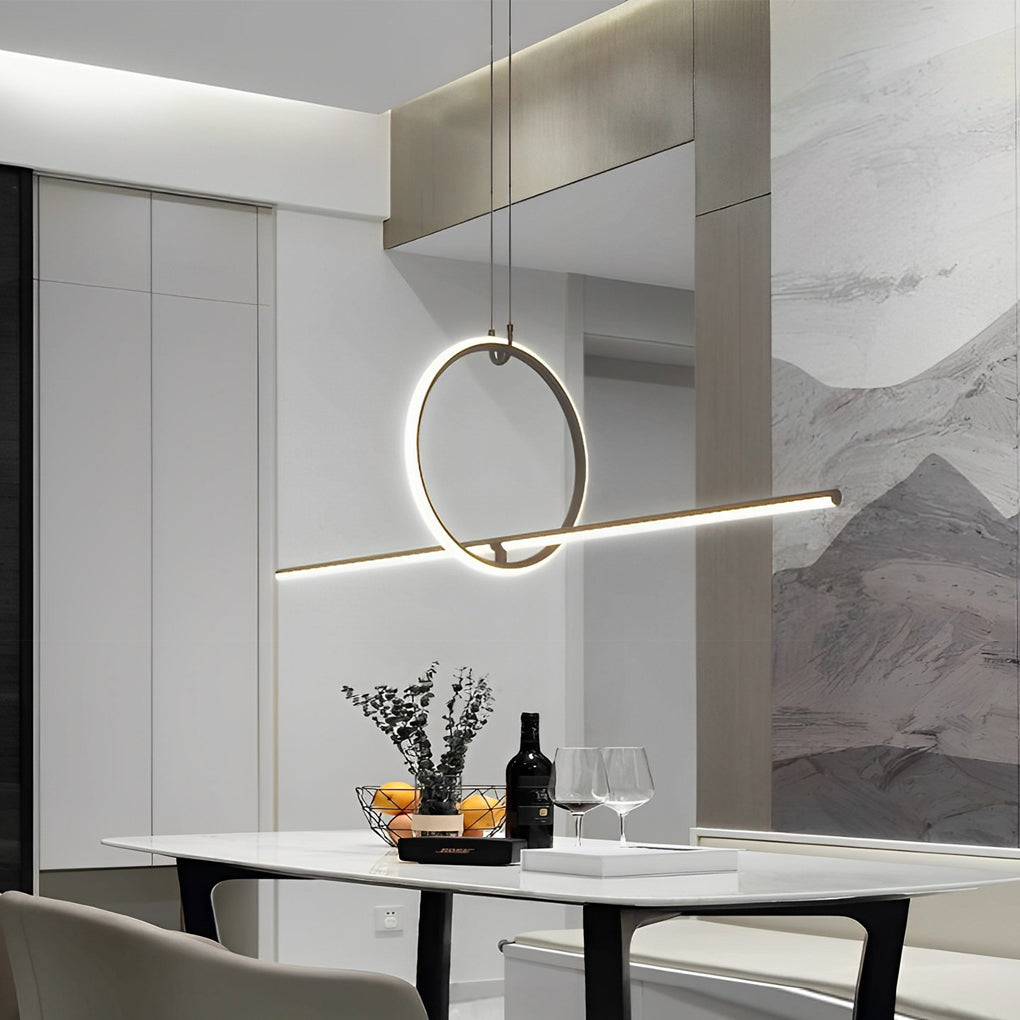 Long Strip Ring Dimmable Minimalist LED Chandelier