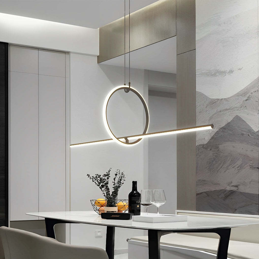 Long Strip Ring Dimmable Minimalist LED Chandelier