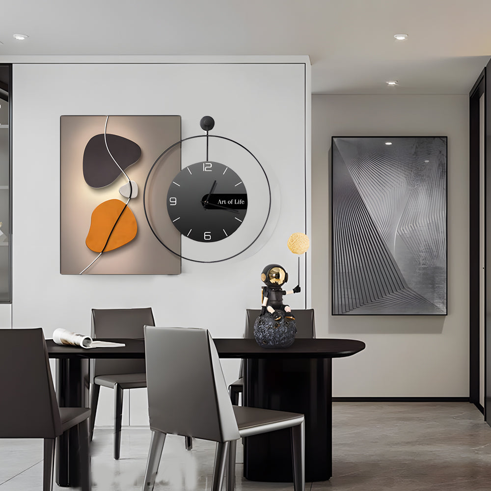 Geometric Silent Wall Clock Canvas Painting Wall Art Decor-Lighom