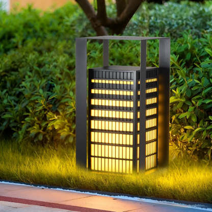Black Industrial Cuboid LED Outdoor Pathway Lantern