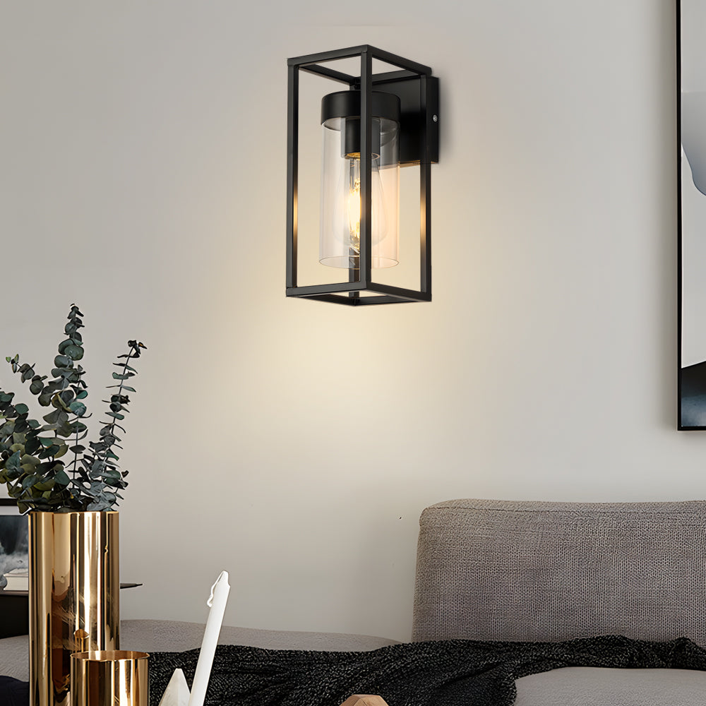 Black Iron Retro Glass Industrial Wall Sconce