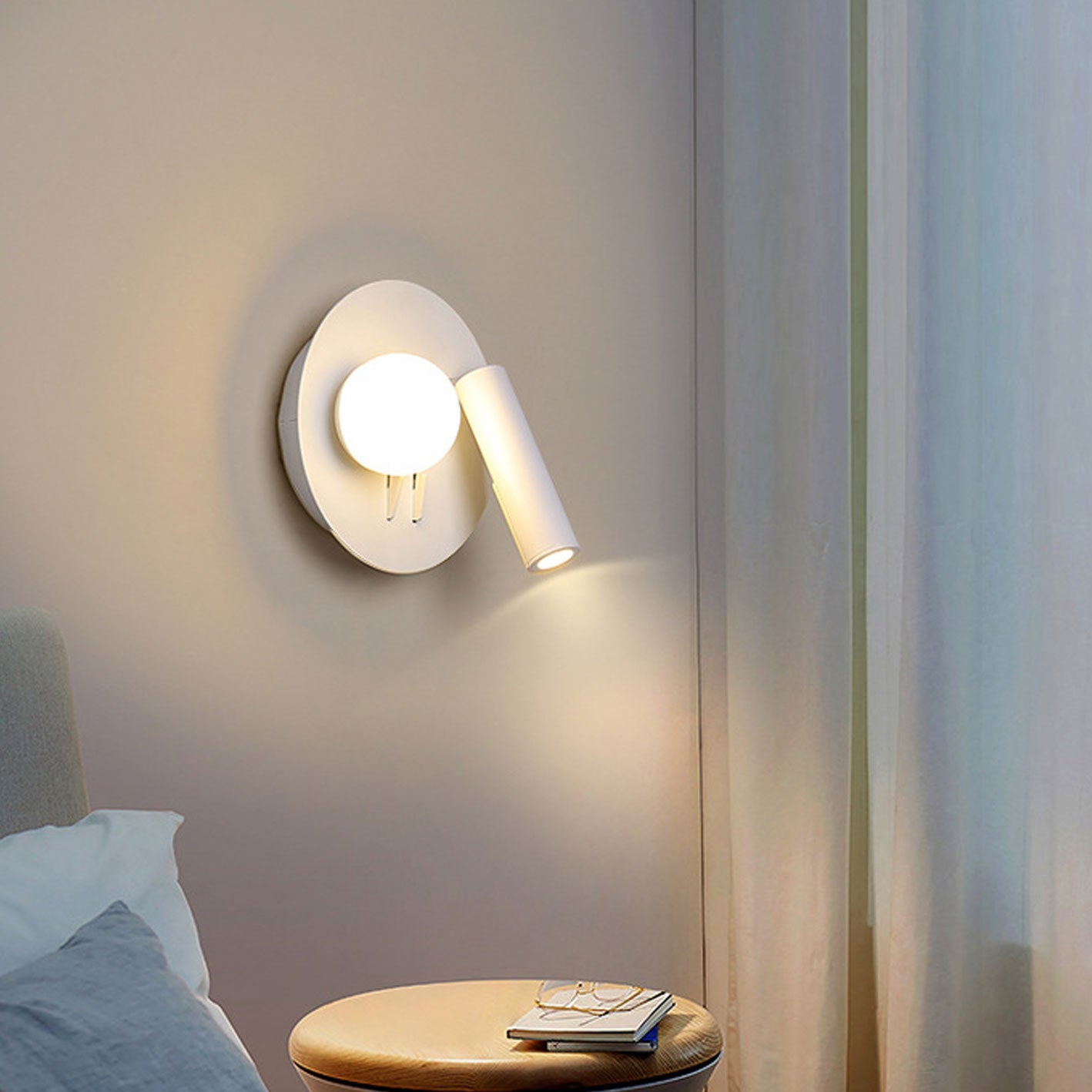 Nordic Round Square Acrylic Iron LED Reading Wall Sconce