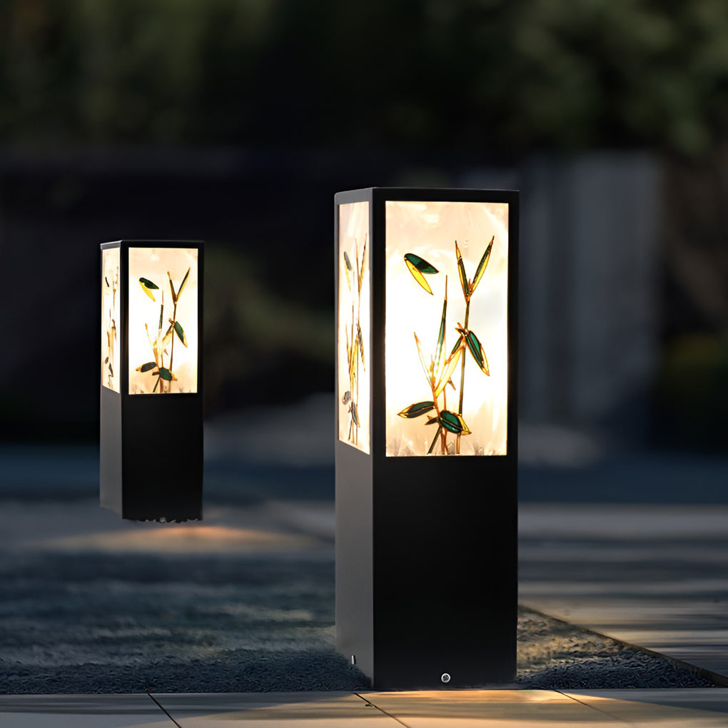 Square Landscape Pattern LED Vintage Solar Path Light
