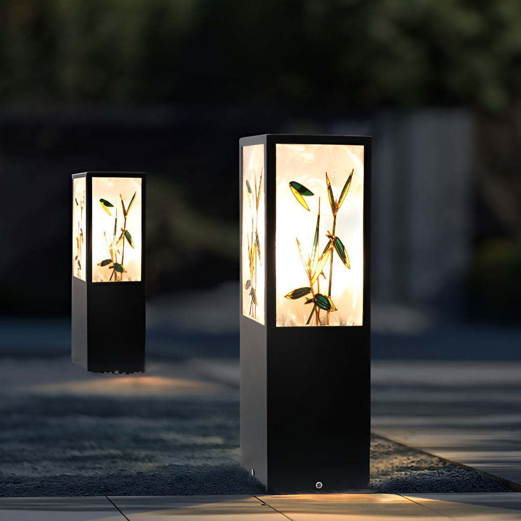 Square Landscape Pattern LED Vintage Solar Path Light — Solar