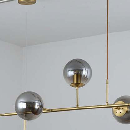 Minimalist Long Glass Globe Island Chandelier