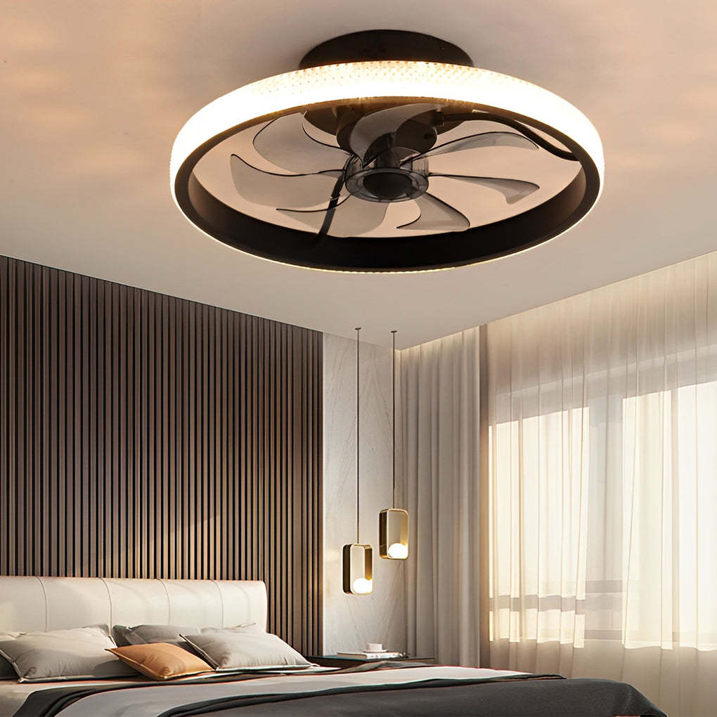Round Inverter Mute LED Dimmable Bladeless Ceiling Fan