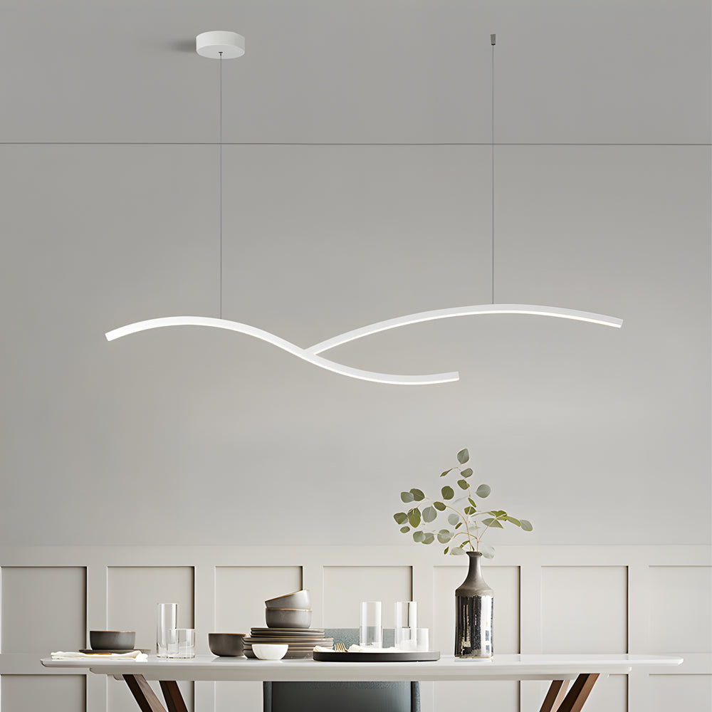 Black White Wave Linear LED Pendant