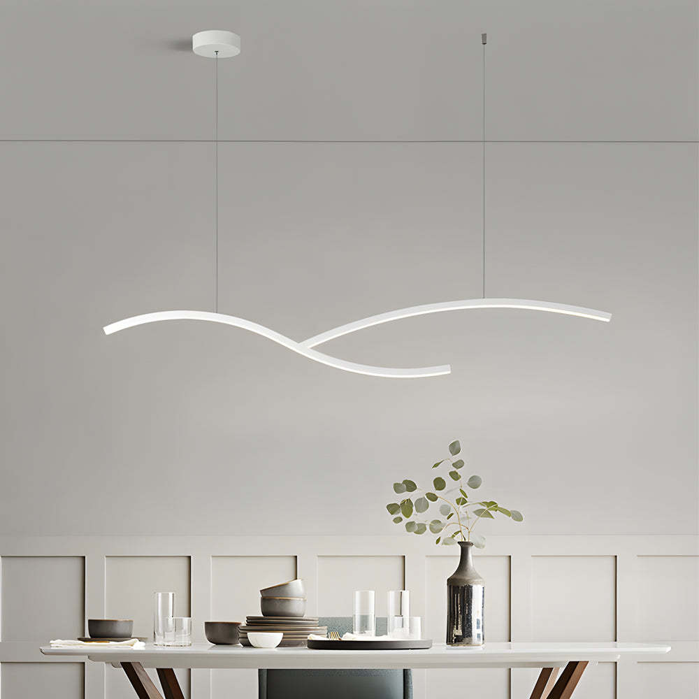 Black White Wave Linear LED Pendant