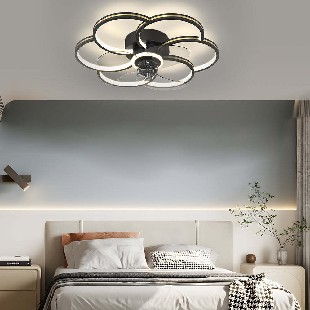 Flower 3-Step Dimming LED Silent Modern Fan