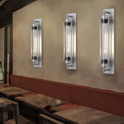 Industrial Vintage Flute Iron 1-Light Wall Lamp - Chrome-Lighom