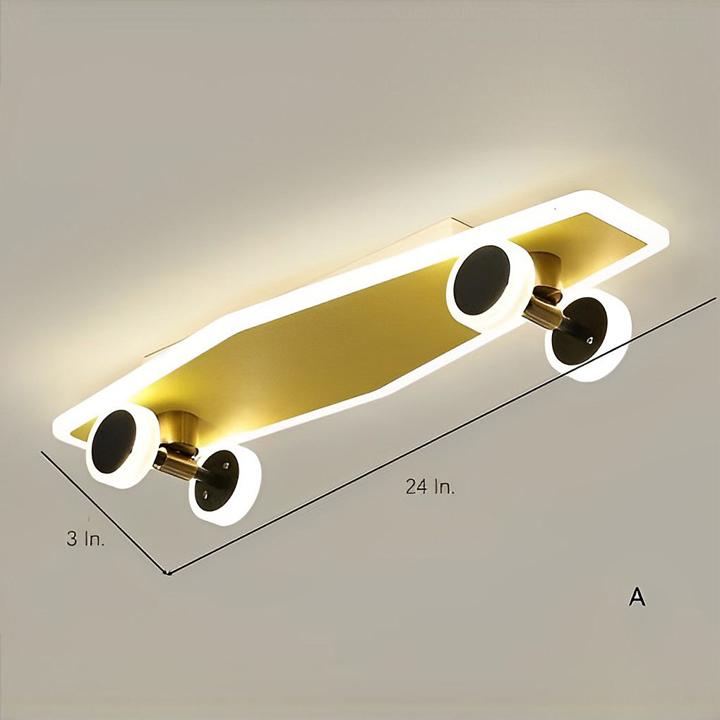 Cartoon Skateboard Dimmable LED Gold Modern Ceiling Light