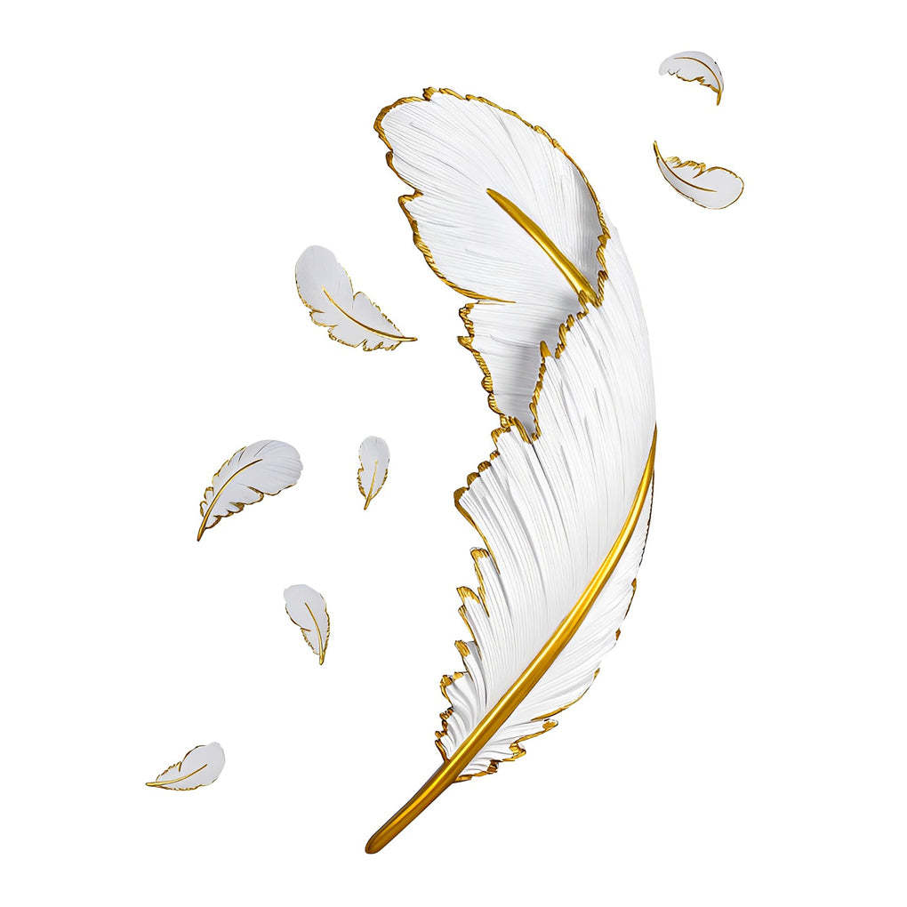 Modern Art Decorative Resin Feather LED Strip Dimmable White Wall Sconces-Lighom