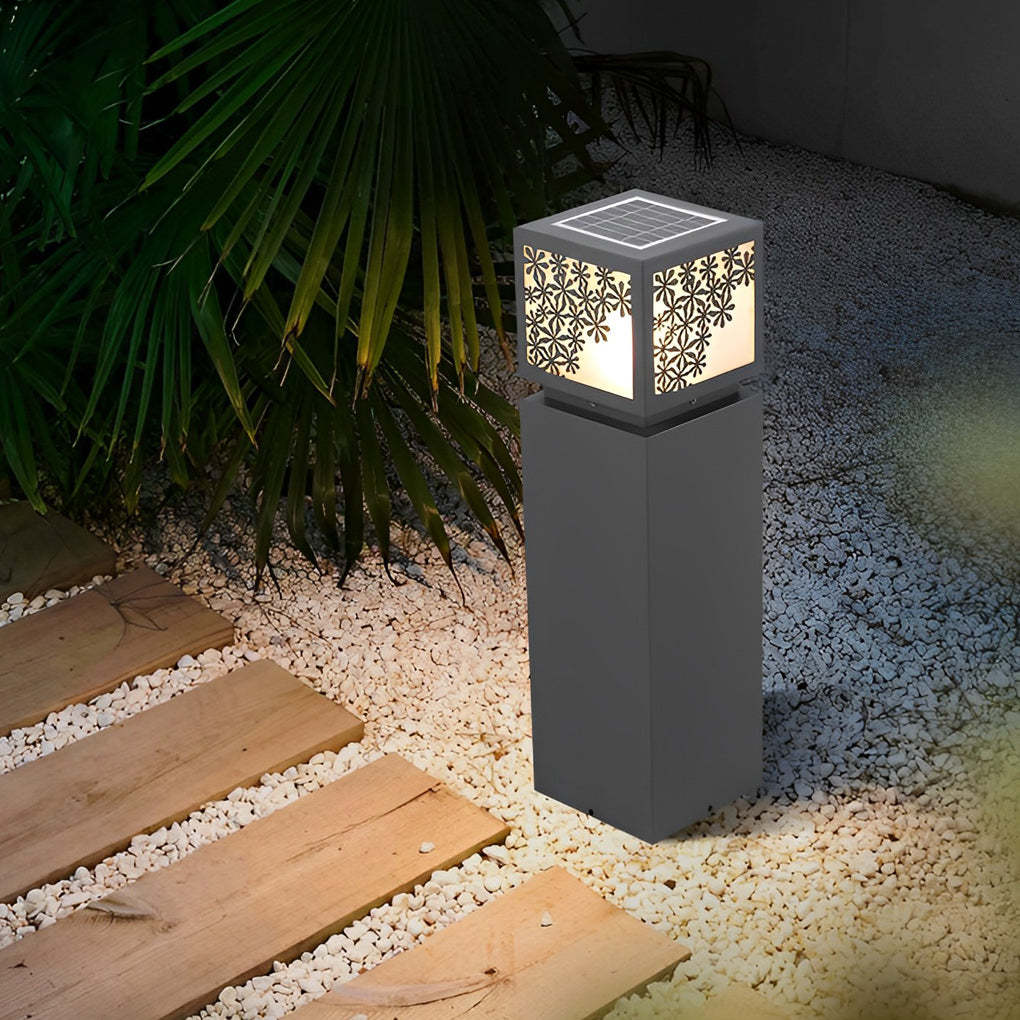 Snowflakes Decor LED Waterproof Black Modern Solar Outdoor Lawn Lamp-Lighom