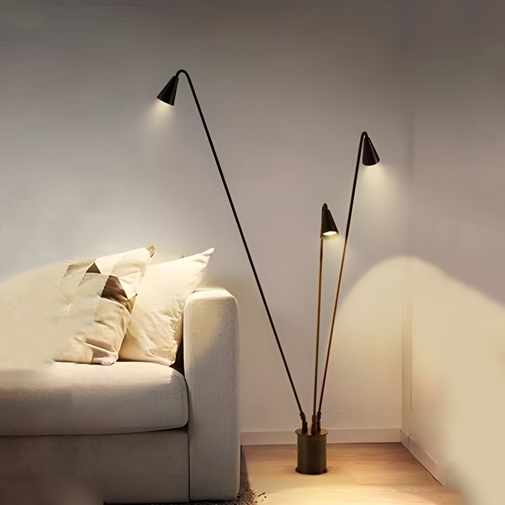 Black industrial multi-head outdoor floor lamps — 5-Light