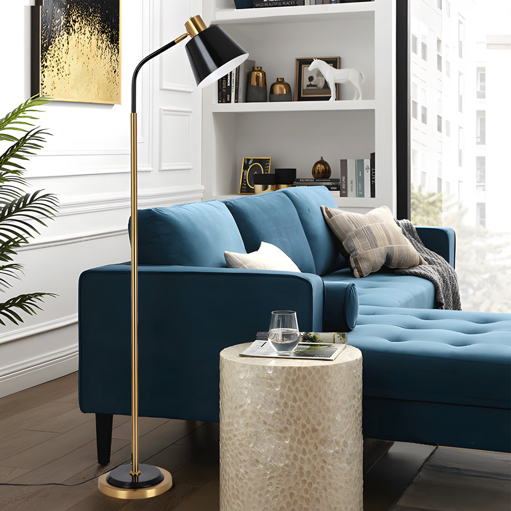 Lighom modern reading rotatable black floor lamps — White & Gold