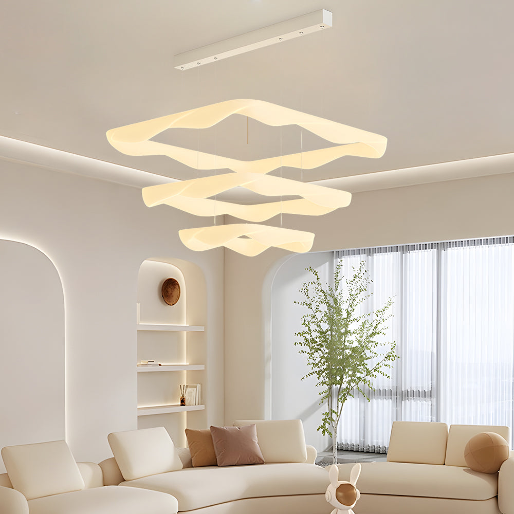 Modern square ring synthetic chandeliers — 15.7" & 23.6" / 2-Ring
