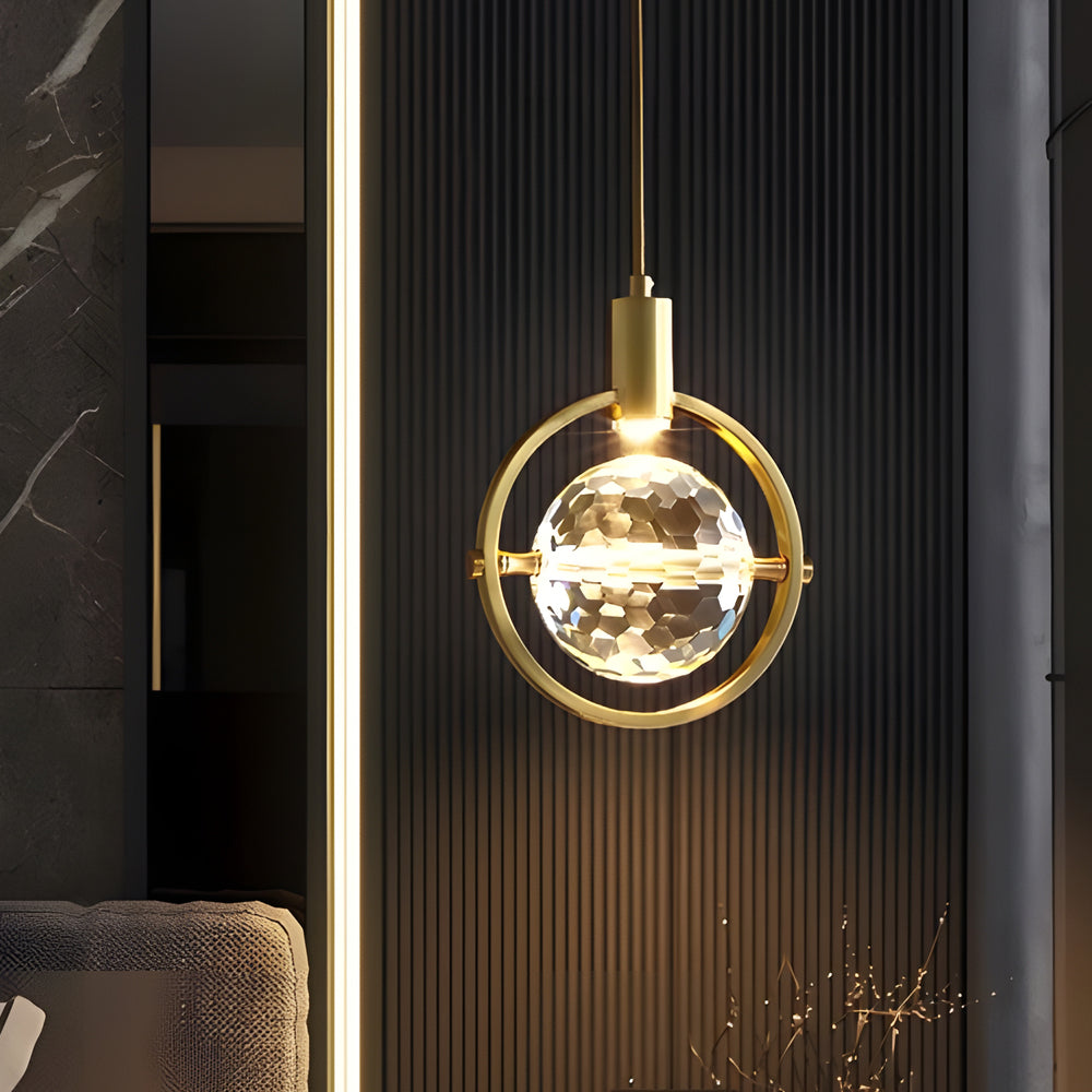 Lighom modern semicircle ball bronze pendant lighting in crystal — Round
