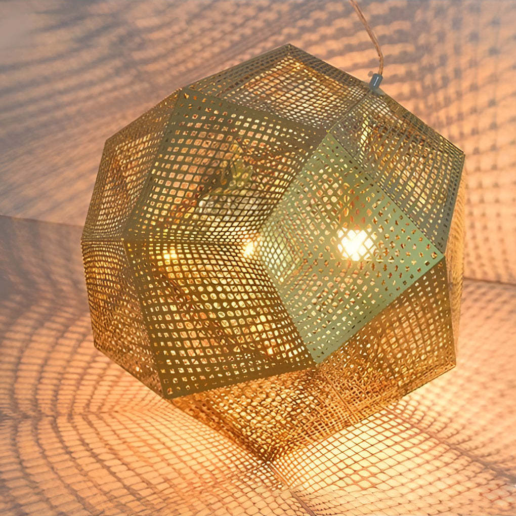 Geometric Round Metal Postmodern Pendant