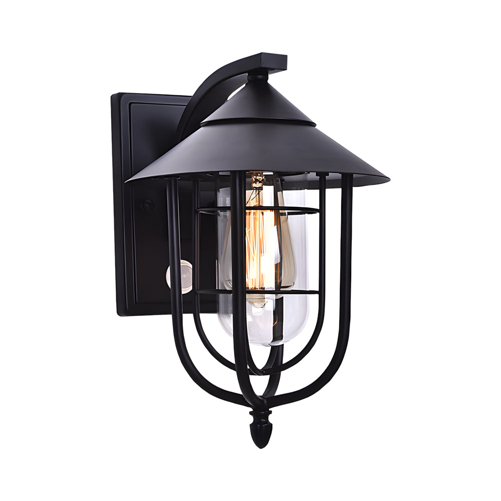 Waterproof Retro Iron Glass Motion Sensor Black Modern Outdoor Wall Lights-Lighom