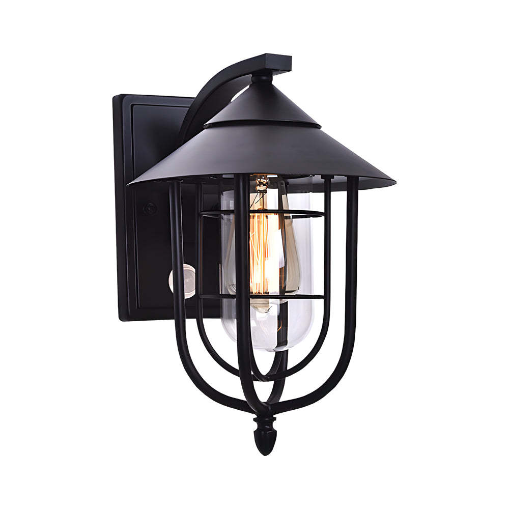 Waterproof Retro Iron Glass Motion Sensor Black Modern Outdoor Wall Lights-Lighom