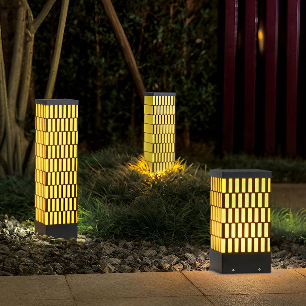 Retro Grid Designed Waterproof LED Black Modern Lawn Lamp Outdoor Lighting-Lighom