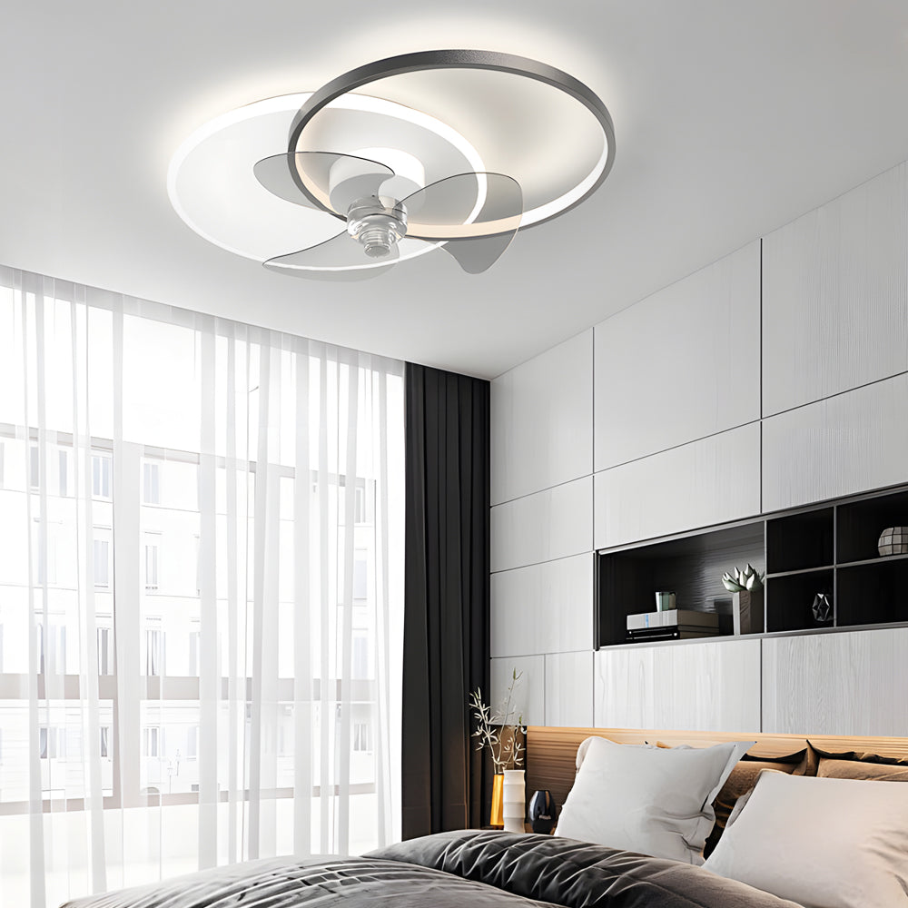 Lighom modern decor round black ceiling fans in synthetic — Matte Black