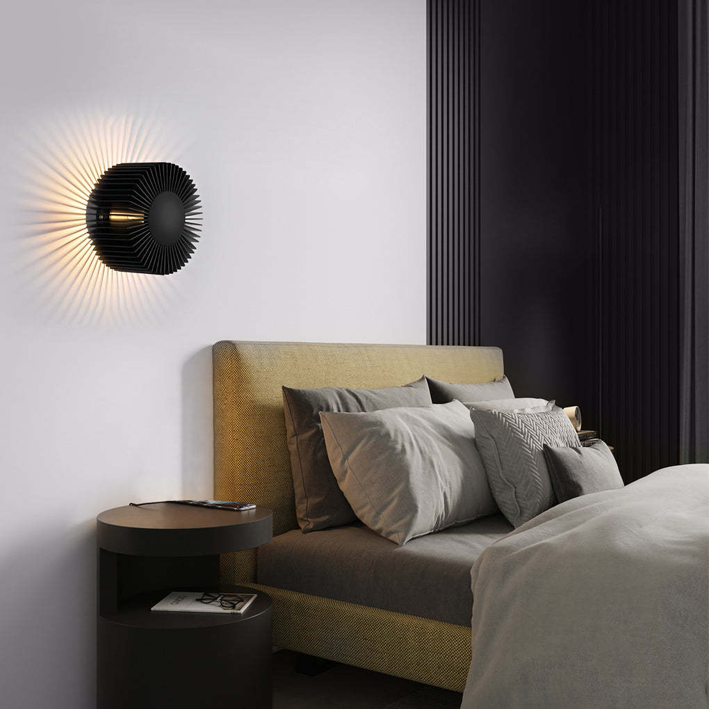 Round Sun Flowers LED Creative Decor Aluminum Modern Wall Light Fixture-Lighom