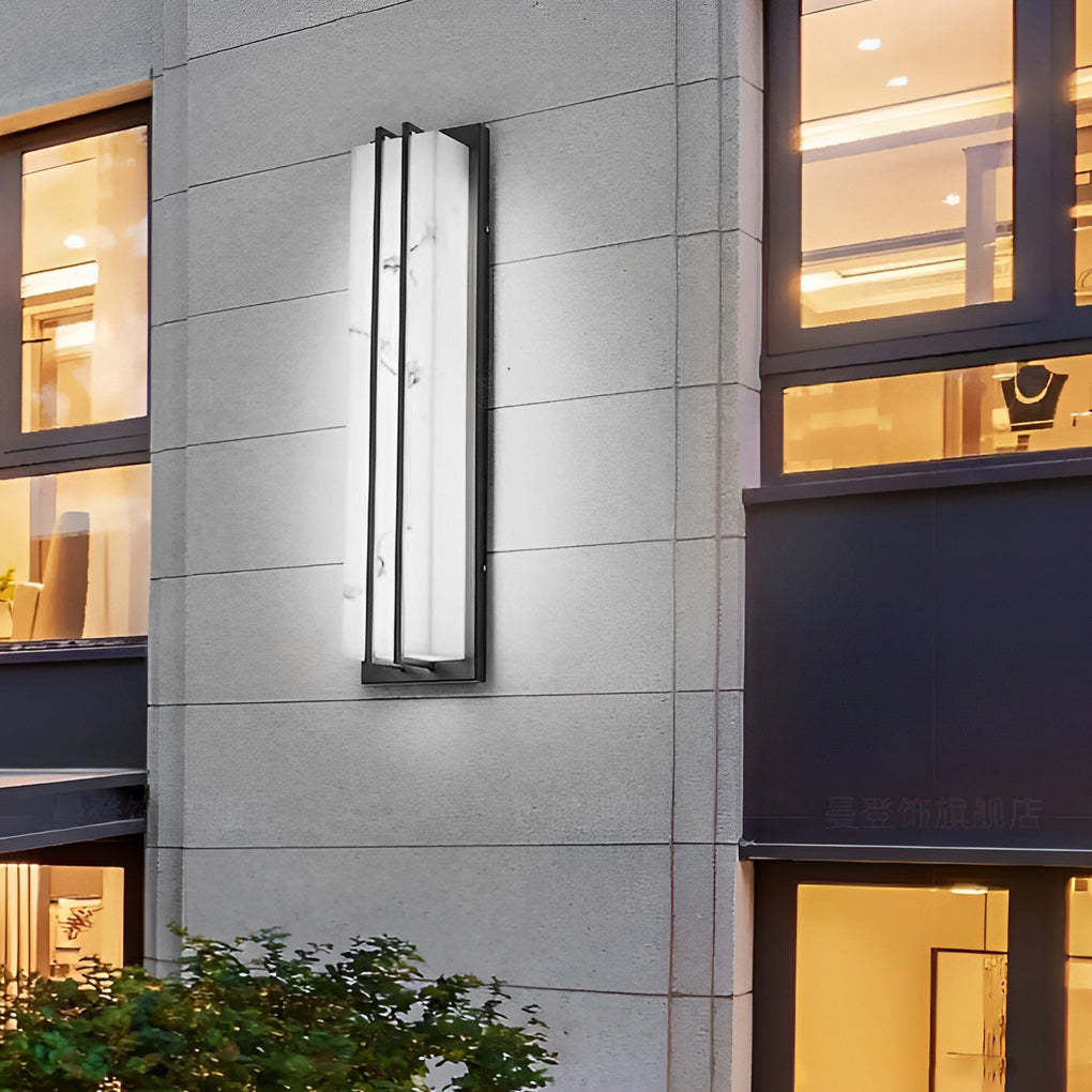 Minimalist Resin Waterproof LED Black Modern Outdoor Wall Light Fixture-Lighom