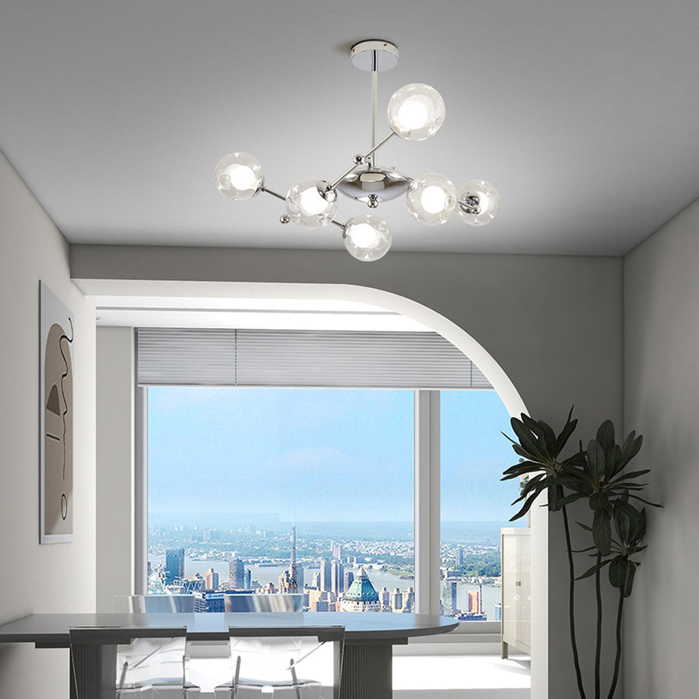 Modern american globe white glass chandeliers, Lighom — 8-Light