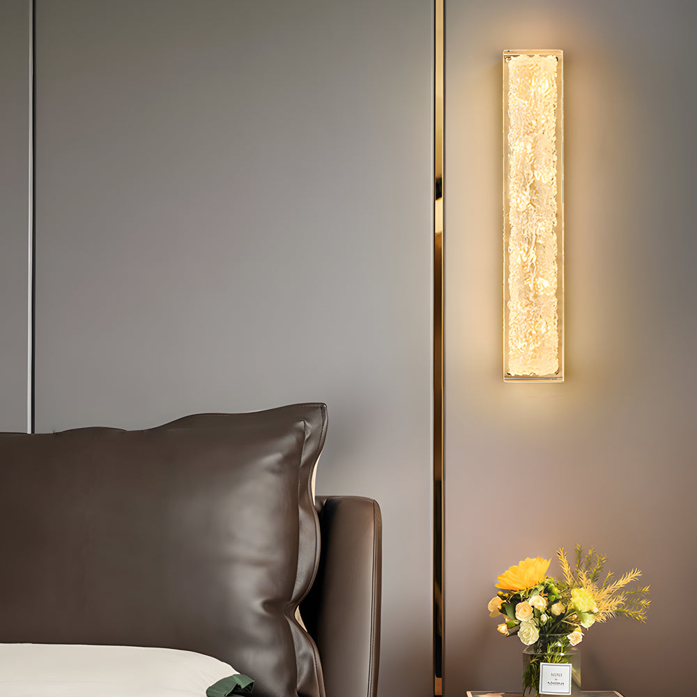 Modern Brass 1-Light LED Ice Resin Wall Sconce Rectangle