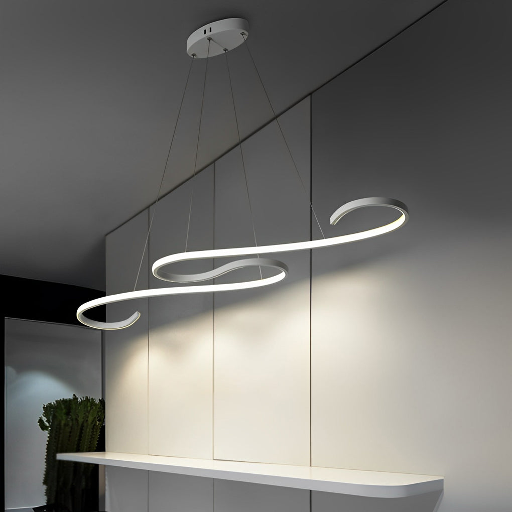 Wavy Line Dimmable LED White Minimalist Chandelier