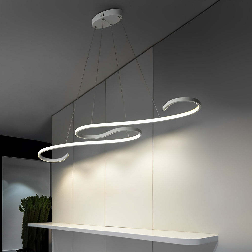 Wavy Line Dimmable LED White Minimalist Chandelier