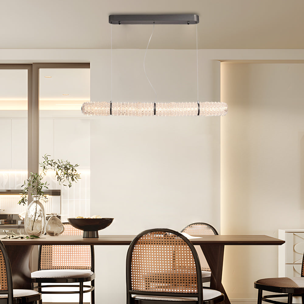 LED Crystal Linear Long Island Suspension Lamp