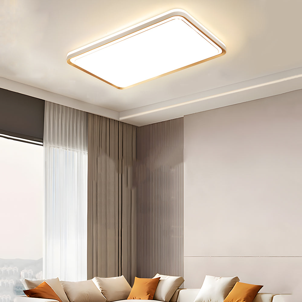 Lighom modern rectangular gold flush mount lighting in synthetic — Square