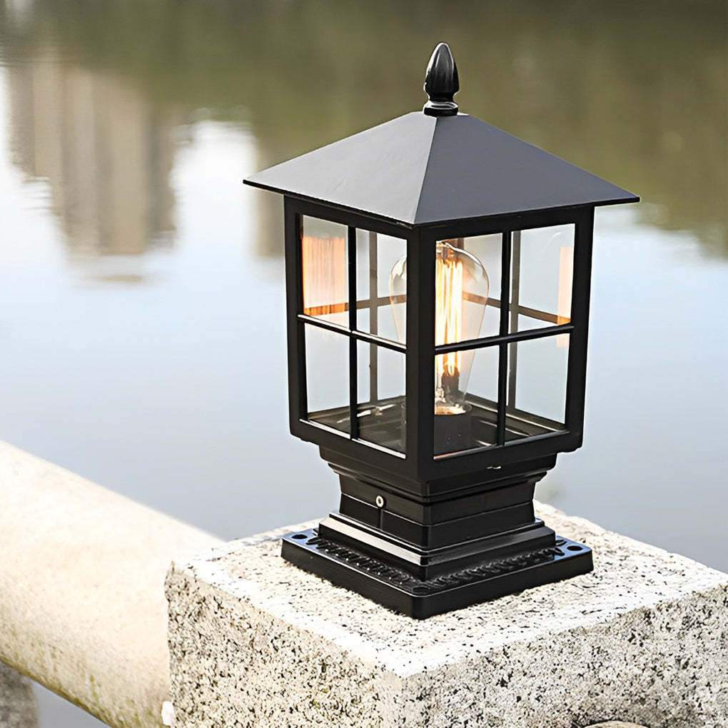 Traditional Square Waterproof LED Black Classic Solar Post Caps Lights-Lighom