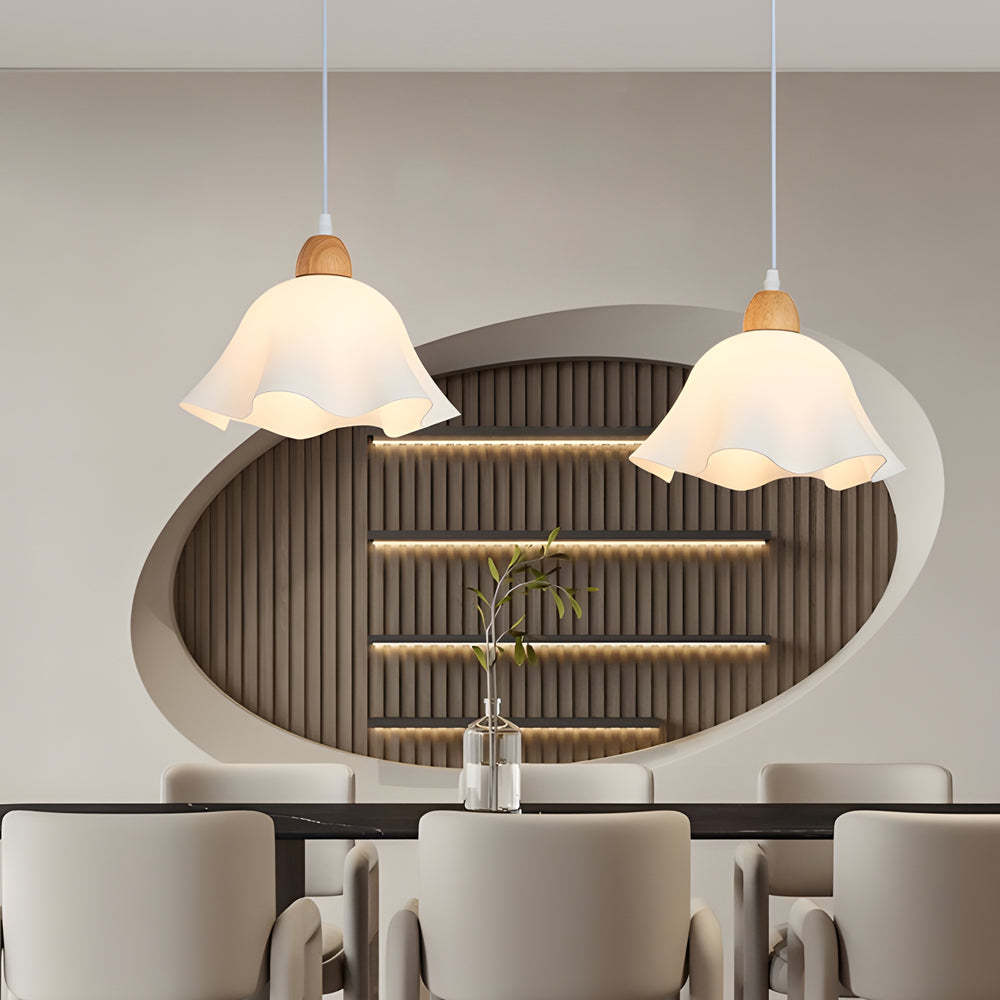 Acrylic Flower Wood White Nordic Pendant Chandelier