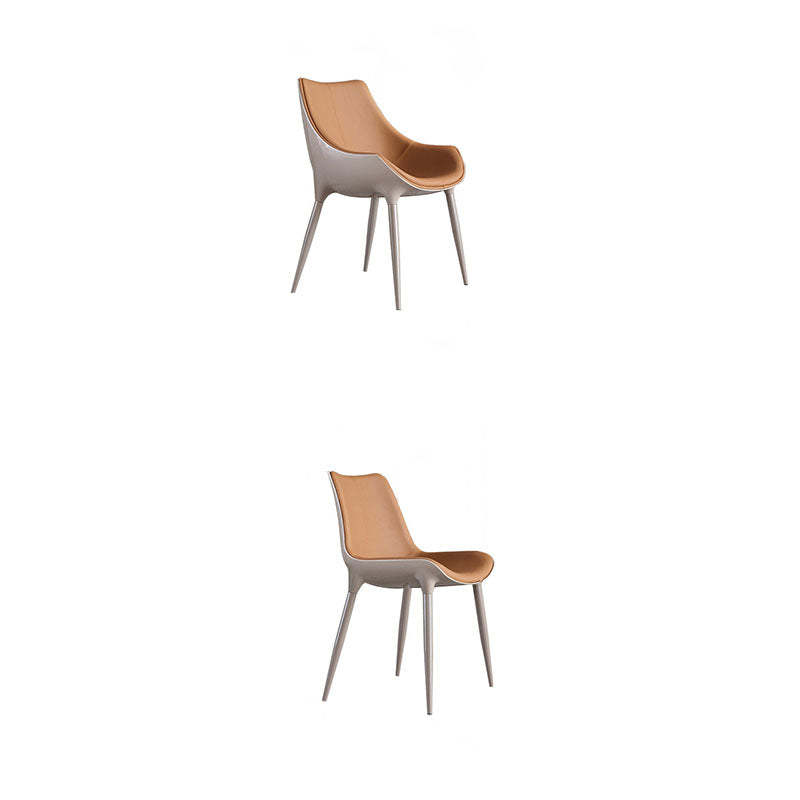 Modern Cowhide Steel Curved Dining Chair