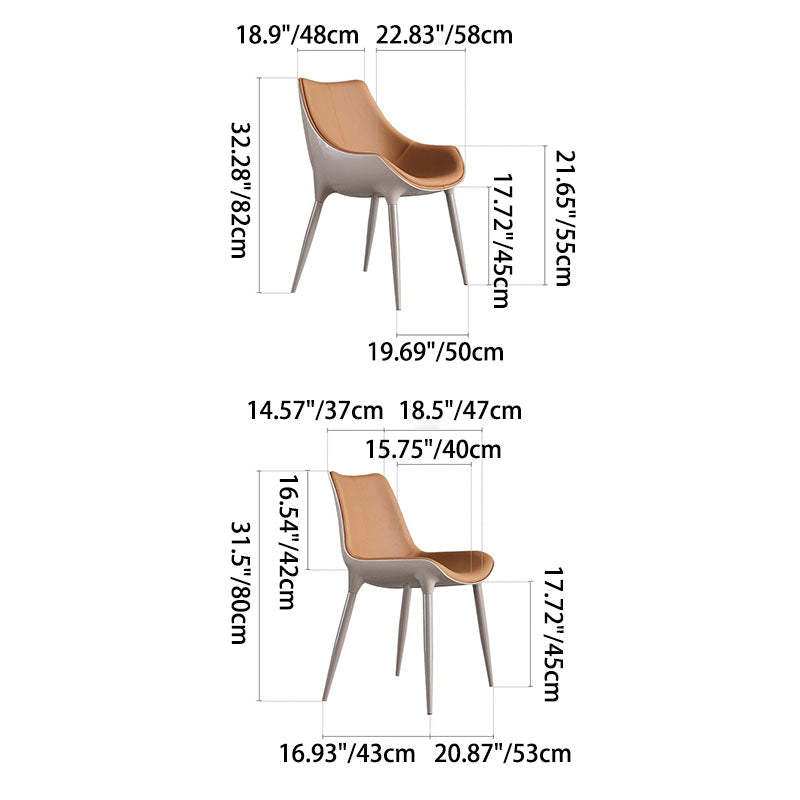 Modern Cowhide Steel Curved Dining Chair