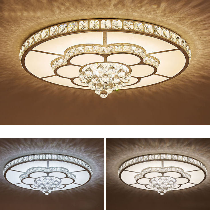 Modern Luxury Round Crystal LED Flush Mount Light