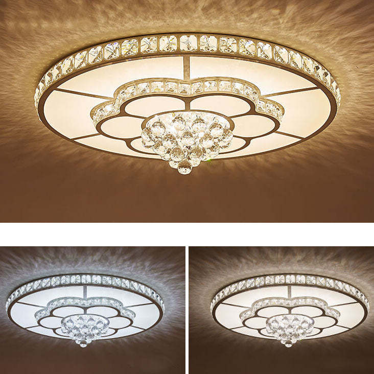 Modern Luxury Round Crystal LED Flush Mount Light