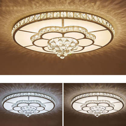 Modern Luxury Round Crystal LED Flush Mount Light