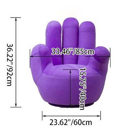 Contemporary Palm-Shape Fabric Wood Iron Swivel Sofa — Purple