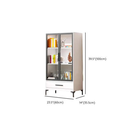 White Rectangle Steel Accent Display Cabinet