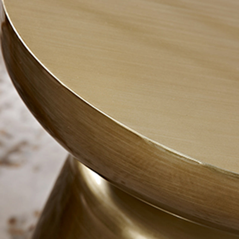 Scandinavian Round Disc Column End Table — Small & Orange